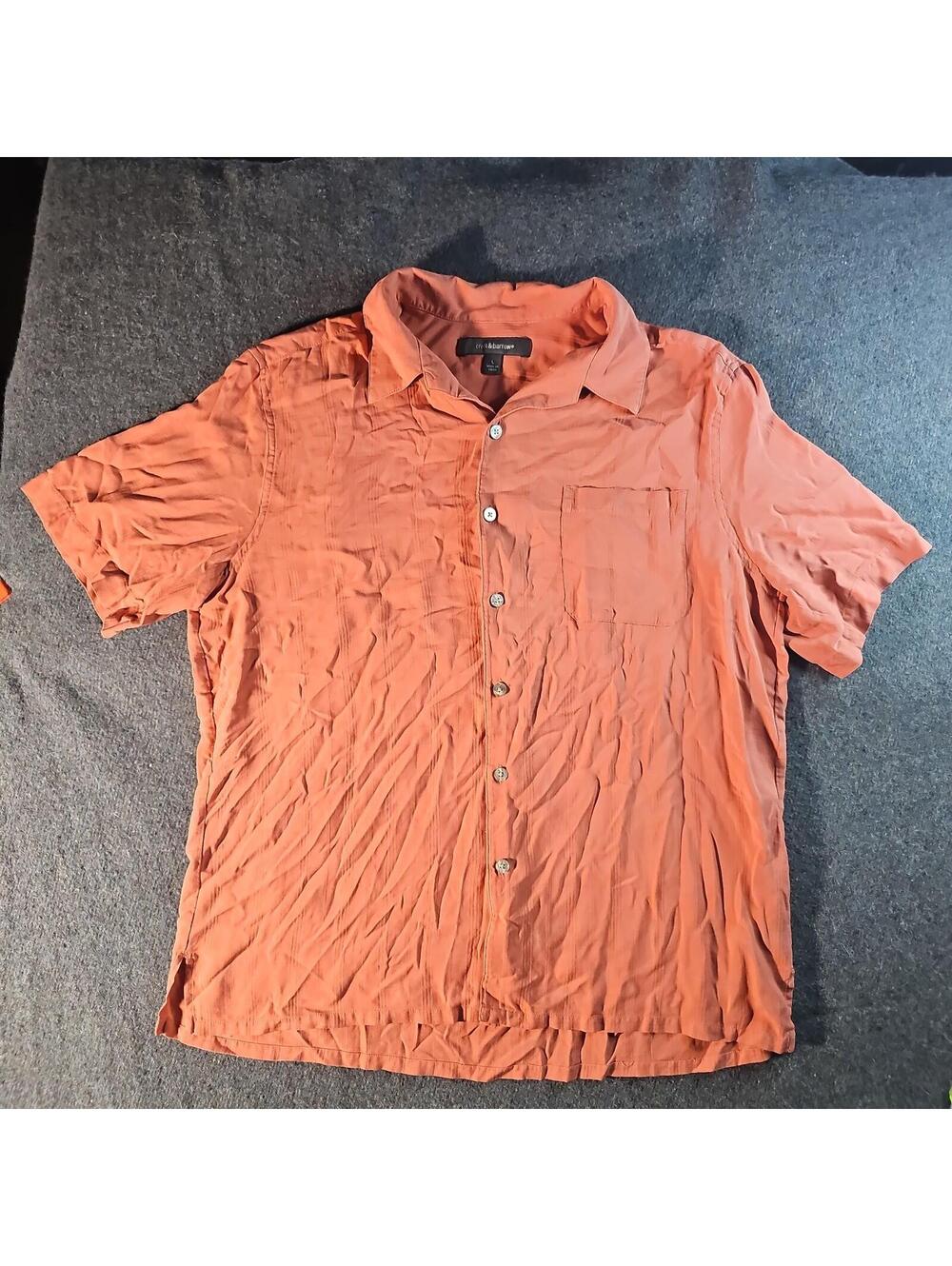Croft & Barrow L 100% Silk Button Up Shirt Pink Orange